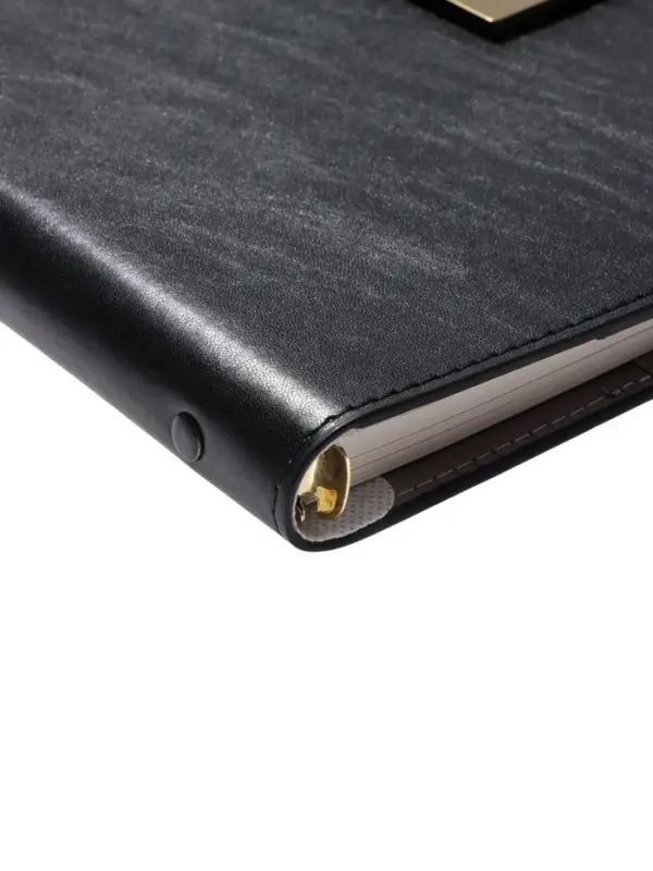 Органайзер на кольцах, А5, с хлястиком, 80л, линия, к/зам, Черный