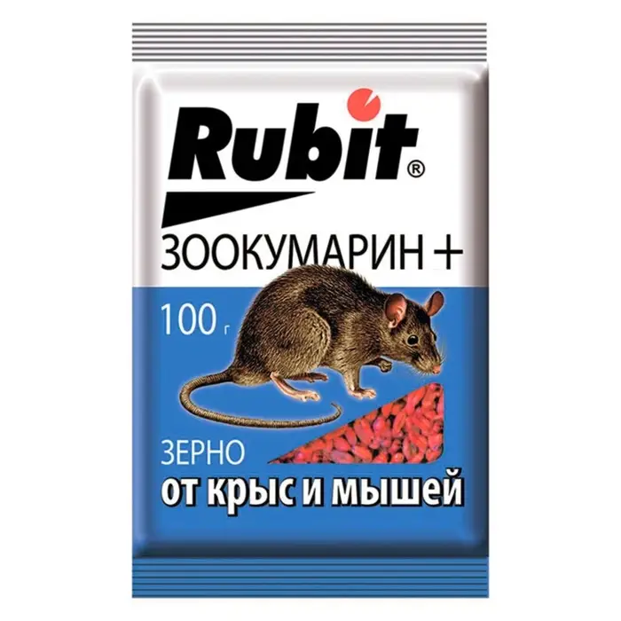 Зерновая приманка от крыс и мышей "Rubit" Зоокумарин+, 100 г