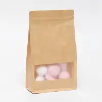 Пакет Zip - lock Крафт с плоским дном, прямоугольное окно, 16&times;26 см