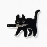 Значок &laquo;Кот&raquo; охотник, цвет чёрный в серебре