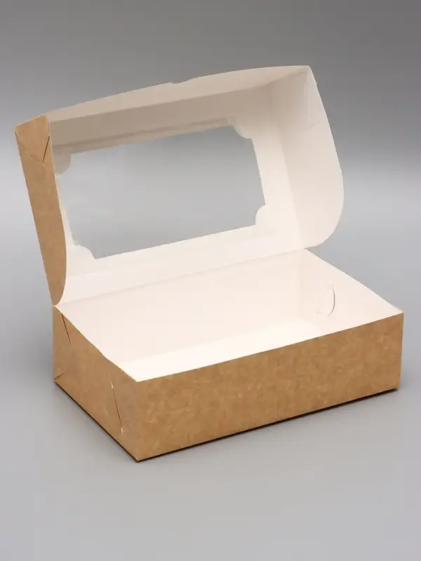 Коробка складная с окном под зефир, крафт, 25&times;15&times;7 см