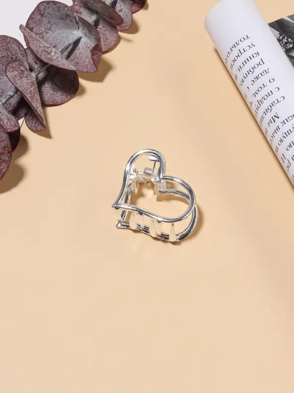 Крабик для волос &laquo;Эмма&raquo;, сердце, 2.5&times;2 см, серебро