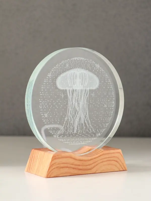 Сувенир стекло свет "Диск. Медуза" 5хLED d=10 см, USB 10х4х11,4 см