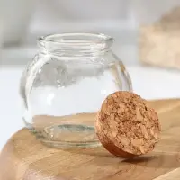 Баночка стеклянная для специй с пробковой крышкой Доляна &laquo;Парфе&raquo;, 120 мл, 7&times;7 см