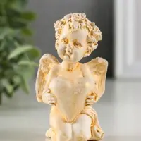 Фигура гипс "Ангел с сердцем" 6х8х5см, позолота