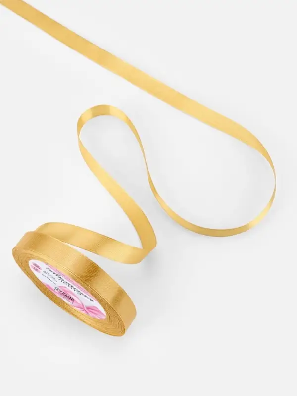 Лента атласная, 12 мм, 23&plusmn;1 м, золотисто-бежевая №186