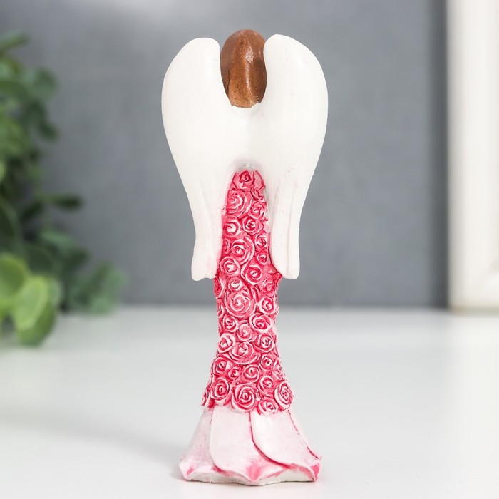 Сувенир полистоун "Ангел в цветочном платье с сердцем" МИКС 10х3,8х3,2 см