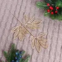 Декор блеск &laquo;Веточка лиственного дерева&raquo;, 16&times;22 см, МИКС (золото, серебро)