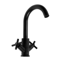 Смеситель для раковины ZEIN Z15F, корот излив, кран-букса 1/2", нержавеющая сталь, черный