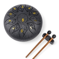 Глюкофон - музыкальный инструмент, дельфин черный, 11 лепестков, 18 х 18 х 11 см