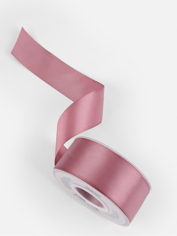 Лента атласная двухсторонняя №165 38мм*25&plusmn;1м пыльная роза TR
