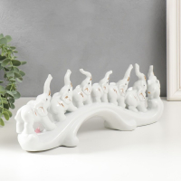 Сувенир керамика "Семь слонов на волне" белые 13х33,7х7,5 см