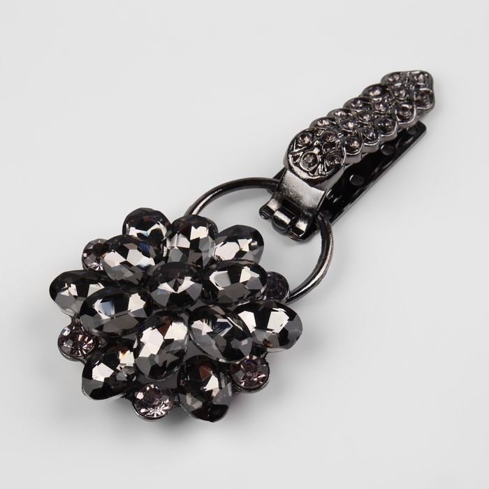 Декоративная застёжка &laquo;Стеклянный цветок&raquo;, 10,5 &times; 5 см, цвет чёрный