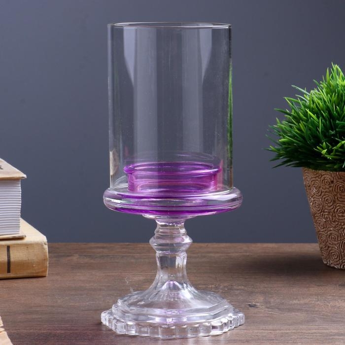 Подсвечник стекло на 1 свечу "Бокал на ножке" фиолетовый 18х8,5х5 см