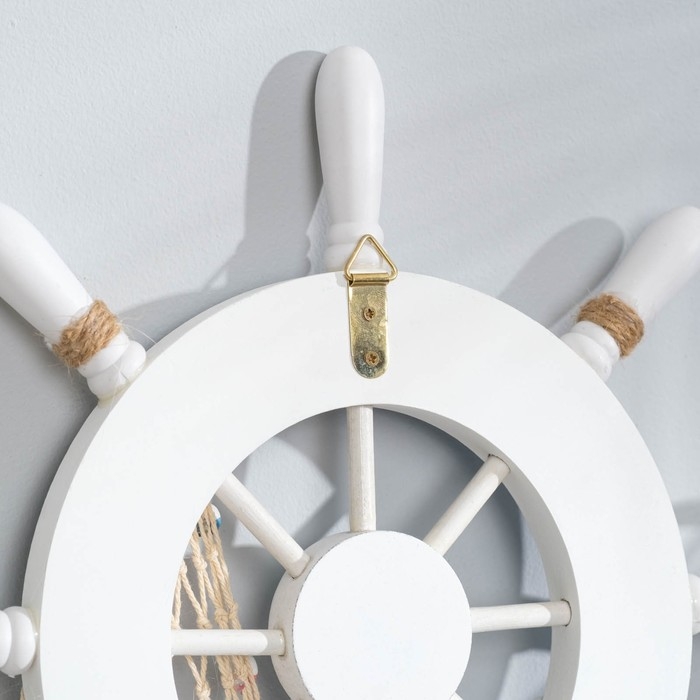 Декор интерьерный &laquo;Штурвал&raquo; на стену, бело-синий, 32 х 32 х 2 см