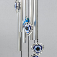 Музыка ветра металл, пластик "Сердечки от сглаза" 5 трубок, глазки 60 см