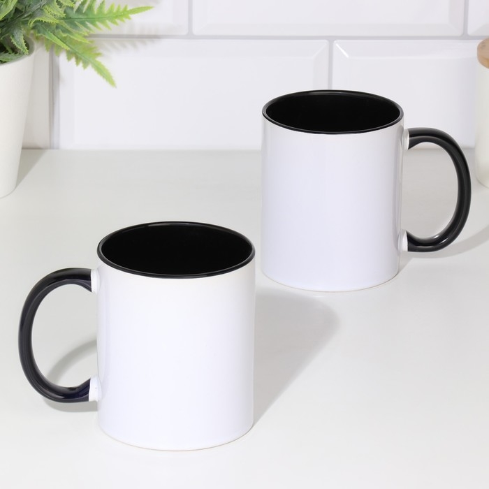 Кружка под сублимацию, керамическая с логотипом, цвет белый, объем 320 мл, дно черного цвета