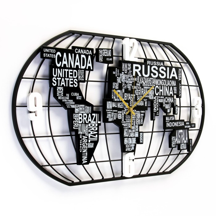 Часы настенные интерьерные Часы настенные интерьерные "Карта мира", бесшумные, 40 х 78 см
