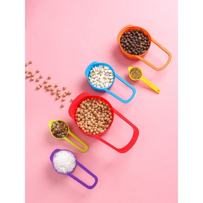 Набор мерных ложек Доляна &laquo;Креатив&raquo;, 6 шт: 250 мл,125 мл, 85 мл, 60 мл,15 мл,7,5 мл, цвет МИКС