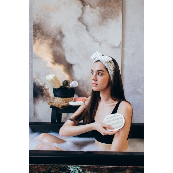 Мочалка для тела детская натуральная Доляна, с резинкой, 11,5&times;8 см, цвет МИКС