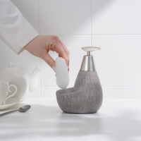 Дозатор для моющего средства с подставкой для губки Доляна &laquo;Африка, 350 мл, цвет серый