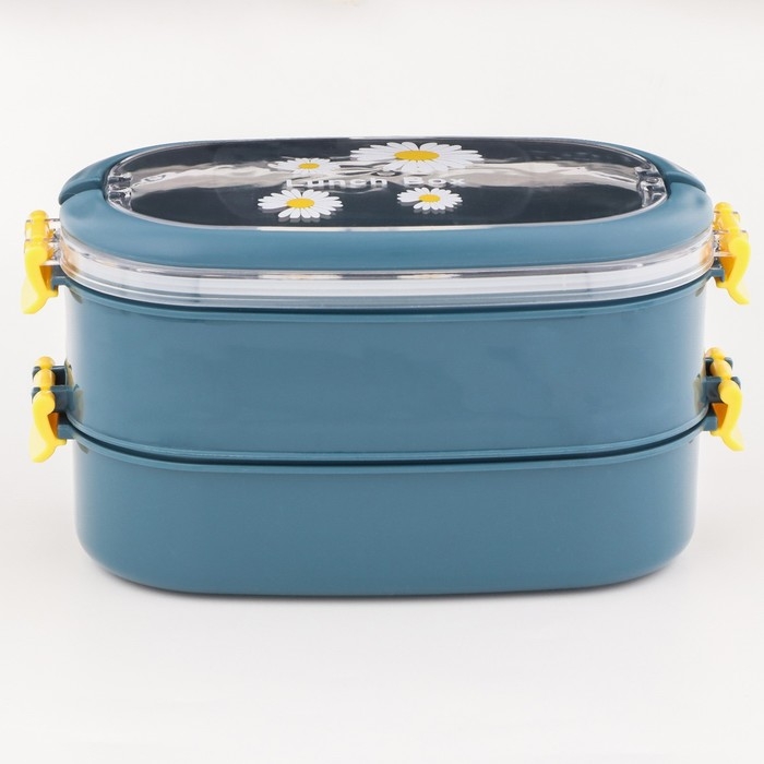 Ланч бокс в школу, контейнер для еды, 1.6 л, с приборами, 2 уровня, 22.5 х12.5 х12 см