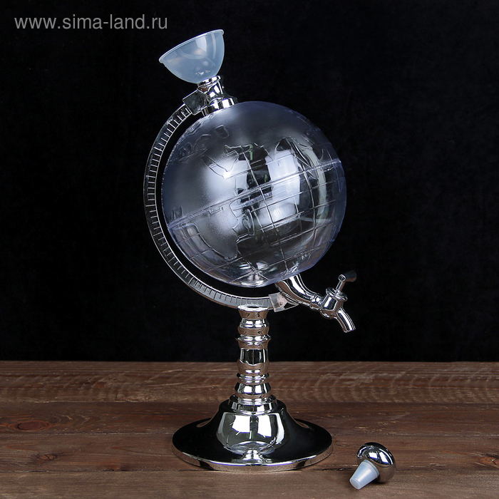 Башня пивная с воронкой &laquo;Земной шар&raquo;, 1,9 л, цвет серебристый
