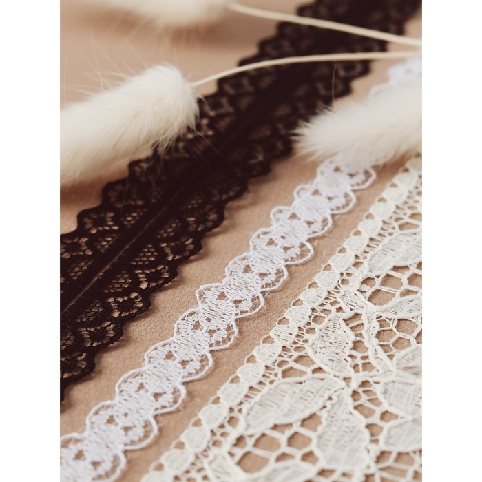 Кружево капроновое, 30 мм &times; 10 &plusmn; 1 м, цвет чёрный