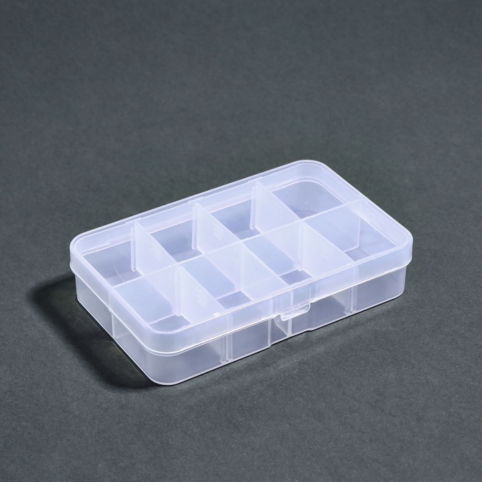 Органайзер для декора, передвижные ячейки, 8 ячеек, 10,6 × 6,5 × 2,3 см, цвет прозрачный Органайзер для декора, передвижные ячейки, 8 ячеек, 10,6 × 6,5 × 2,3 см, цвет прозрачный