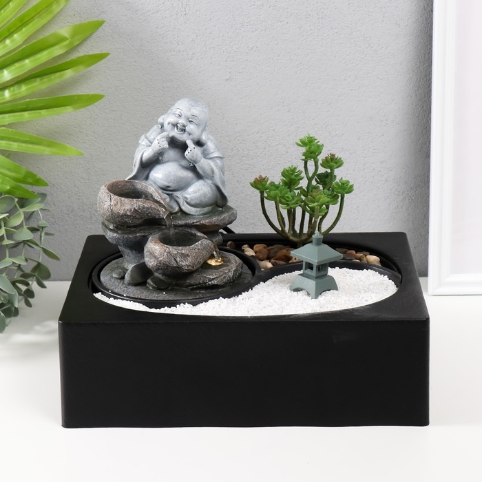 Фонтан настольный от сети, подсветка "Хотей на камнях" 29х21х22 см