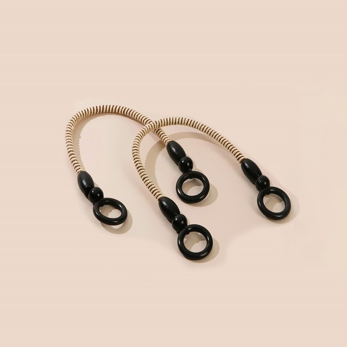 Ручки для сумки, 2 шт, вощёный шнур, 46 &plusmn; 1 &times; 4,5 см, цвет чёрный