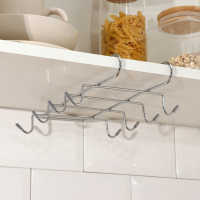 Держатель для кружек подвесной на 8 предметов Доляна, 27,5&times;20&times;7,5 см, на толщину полки 3,5 см, цвет хром