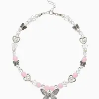 Бусы детские "Выбражулька" стиль, бабочка, цвет бело-розовый в серебре