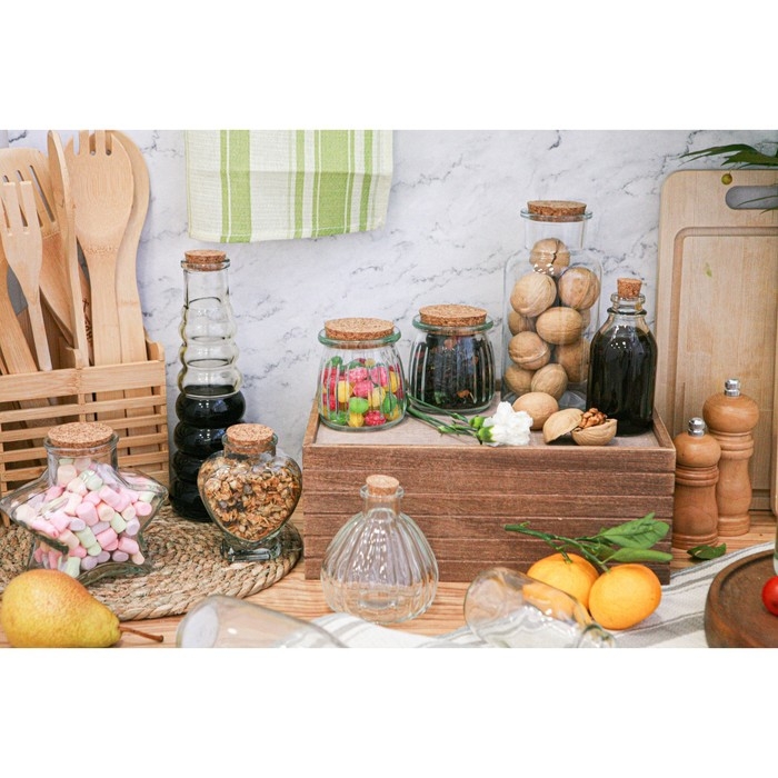 Бутылка стеклянная для соусов и масла с пробковой крышкой Доляна &laquo;Парфе. Гармонь&raquo;, 400 мл, 21,8&times;7,5 см