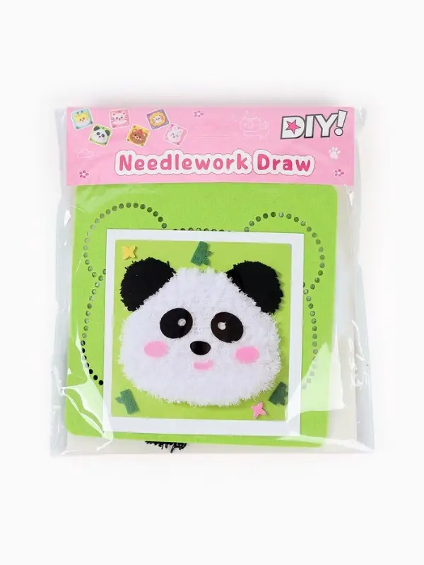 Вышивка по фетру "Панда", 20,5*20,5 см, цвет зеленый