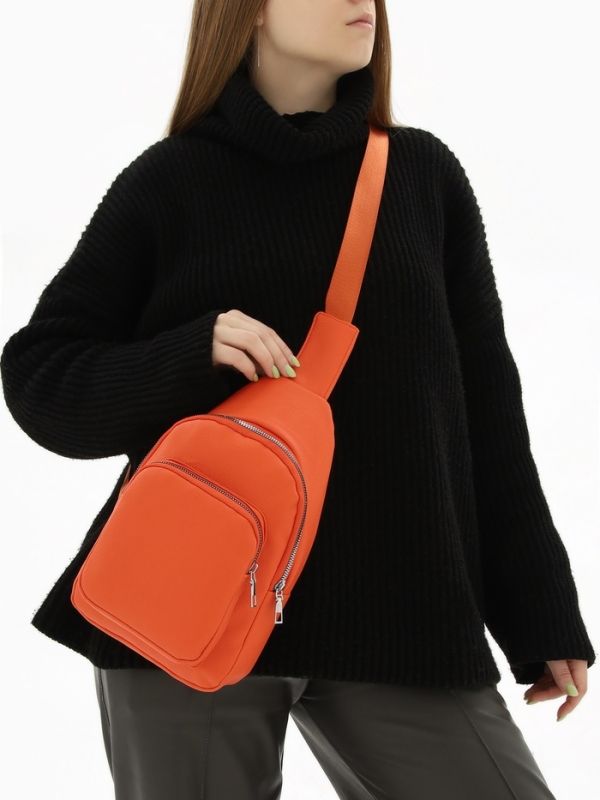 Рюкзак-слинг, 18*5,5*29 см, отд на молнии, 1 н/карман, оранжевый