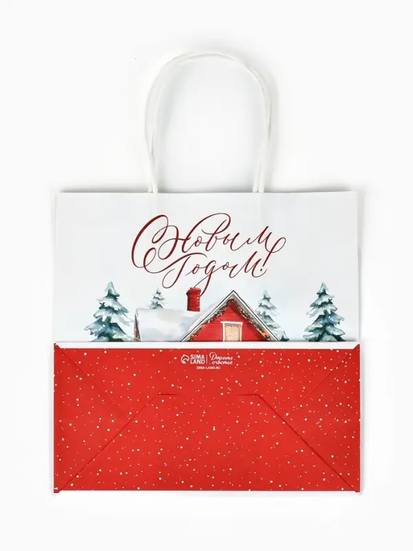 Набор пакетов крафтовых &laquo;Новогодний&raquo;, 10 шт, 22 &times; 22 &times; 11 см