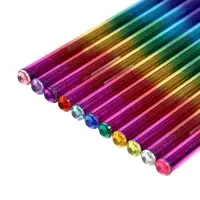 Карандаш чернографитный, НВ, заточенный, корпус радуга, голография, со стразой