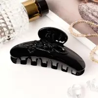 Крабик для волос &laquo;Глянец&raquo;, ранние ромашки, 9.5 см, чёрный