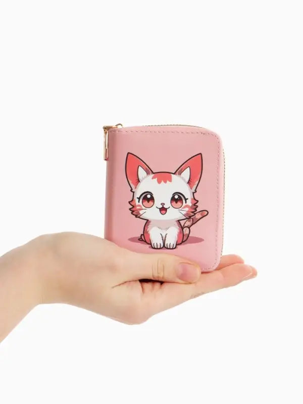 Кошелек дет 07-01-01 Июнь2537 кот, 8,52,510,5 см, 2 отд+отд/молн, д/карт, розовый