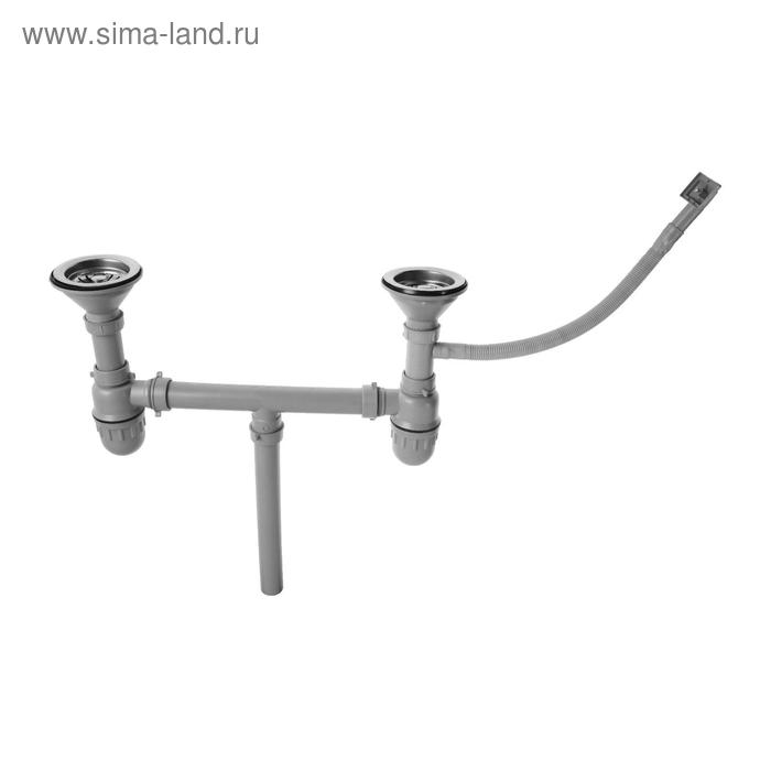 Мойка кухонная MIXLINE 530528, накладная, двойная, 0.6 мм, 80х50х18 см, 3 1/2", с сифоном
