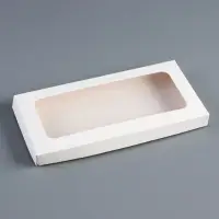 Коробка под плитку шоколада с крышкой, 17.5&times;9&times;1.5 см, белая