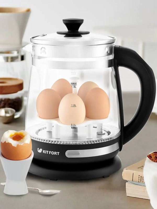 Чайник электрический стеклянный с подсветкой КТ-656 - 1.5 л