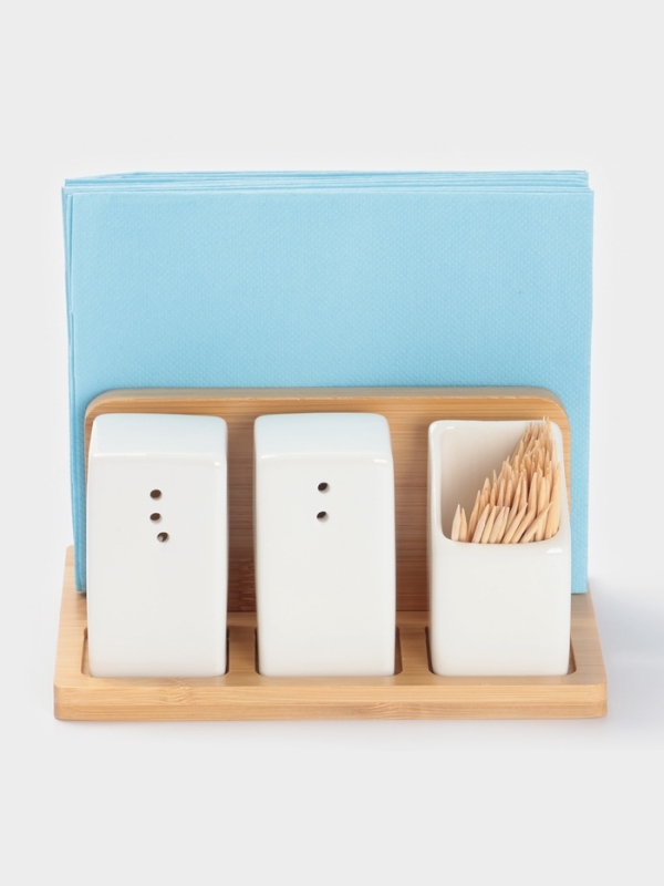 Набор для специй на подст 4 шт "BellaTenero" , солонка, перечница, салфетница, зубочист