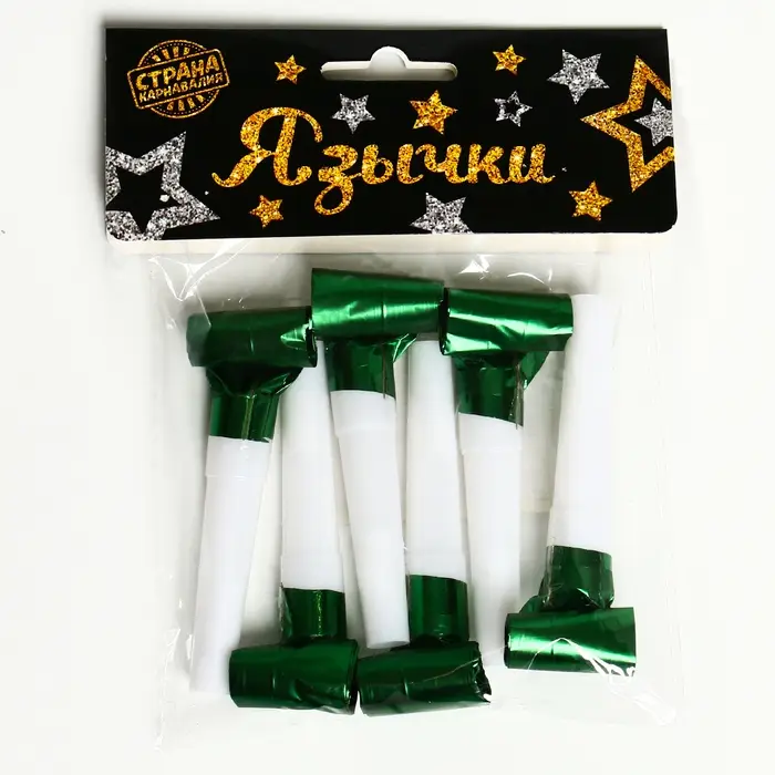 Дудка язычок &laquo;Праздник&raquo;, набор 6 шт., зелёный