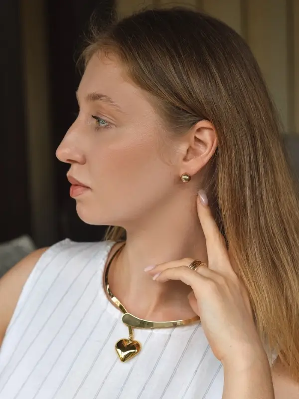 Набор 2 предмета: серьги, чокер &laquo;Обруч&raquo; сердце, цвет золото