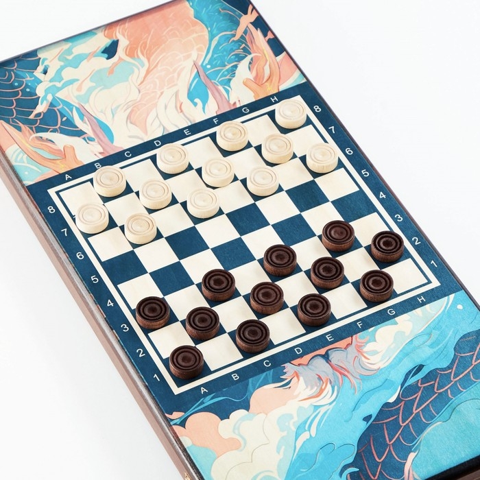 Нарды деревянные большие, настольная игра "Облачный змей", 60 х 60 см, с шашками