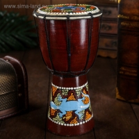 Сувенирный музыкальный инструмент "Барабан Джембе Разноцветный" 13x13x24 см, МИКС