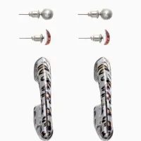 Набор серьги "Леопард" трио, цветной в серебре