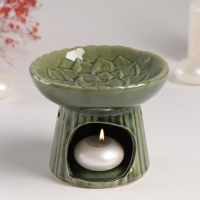 Аромалампа керамика "Лотос" тёмно-зеленая 11,4х11,4х9 см